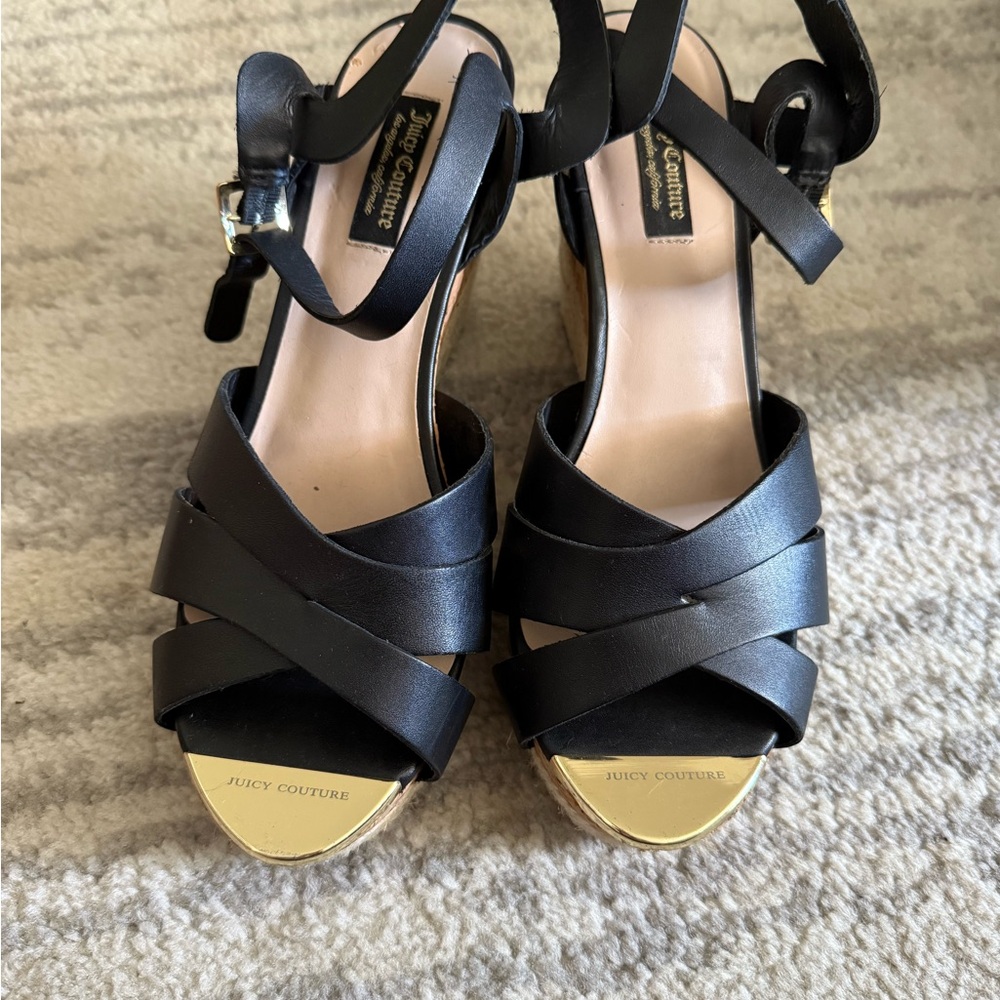 Juicy Couture Black Wedge Sandals